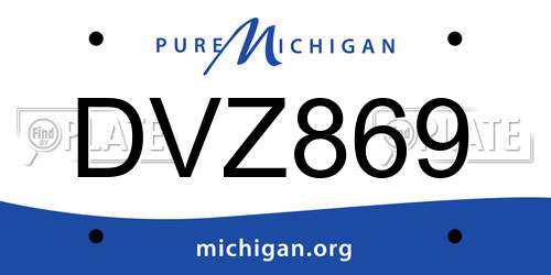 DVZ869 Michigan License Plate