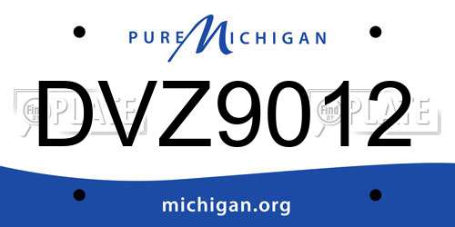 DVZ9012 Michigan License Plate