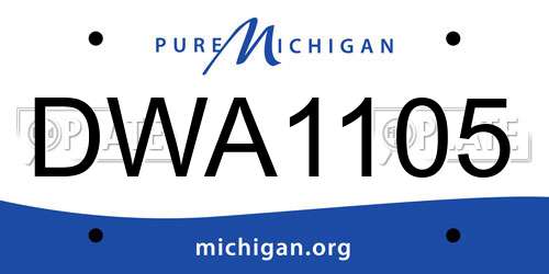 DWA1105 Michigan License Plate