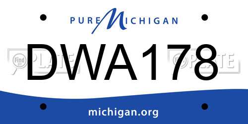DWA178 Michigan License Plate