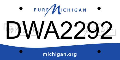 DWA2292 Michigan License Plate