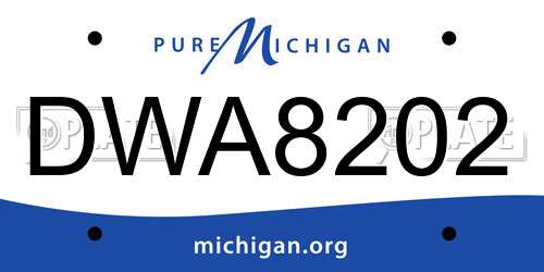 DWA8202 Michigan License Plate