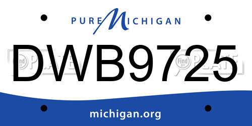 DWB9725 Michigan License Plate
