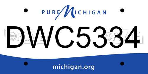 DWC5334 Michigan License Plate