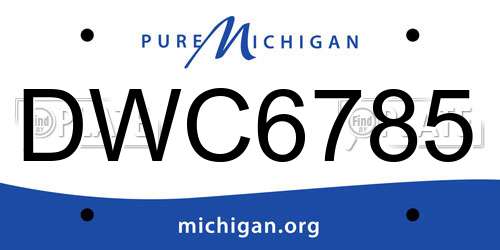 DWC6785 Michigan License Plate