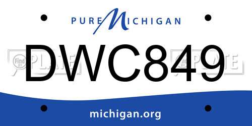 DWC849 Michigan License Plate