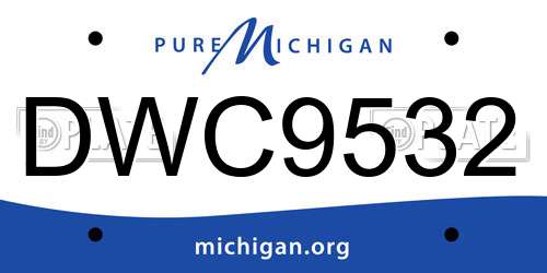 DWC9532 Michigan License Plate