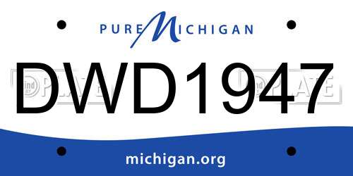 DWD1947 Michigan License Plate