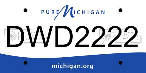 DWD2222 Michigan License Plate