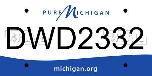 DWD2332 Michigan License Plate