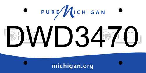 DWD3470 Michigan License Plate