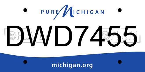 DWD7455 Michigan License Plate