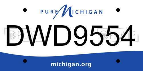 DWD9554 Michigan License Plate