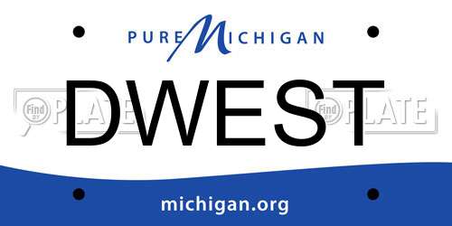 DWEST Michigan License Plate
