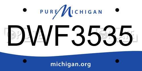 DWF3535 Michigan License Plate