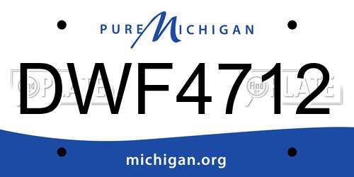 DWF4712 Michigan License Plate