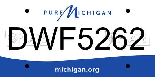 DWF5262 Michigan License Plate
