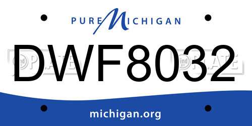 DWF8032 Michigan License Plate
