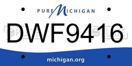 DWF9416 Michigan License Plate