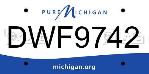 DWF9742 Michigan License Plate