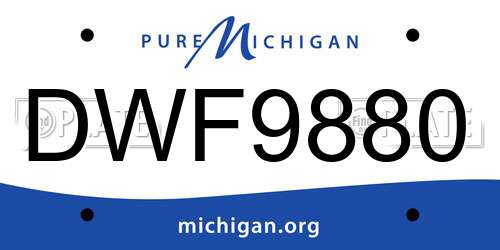 DWF9880 Michigan License Plate