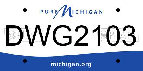 DWG2103 Michigan License Plate