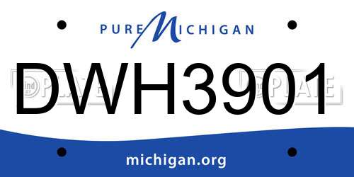 DWH3901 Michigan License Plate