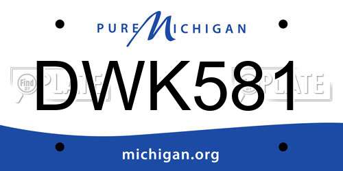 DWK581 Michigan License Plate