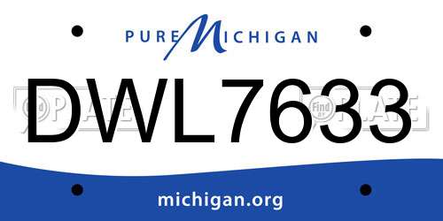DWL7633 Michigan License Plate