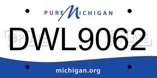 DWL9062 Michigan License Plate