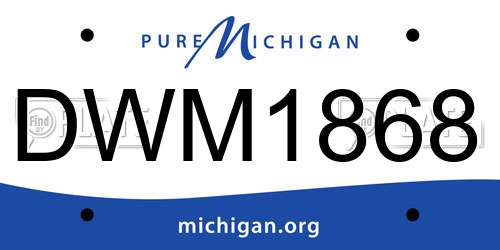 DWM1868 Michigan License Plate
