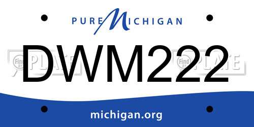 DWM222 Michigan License Plate
