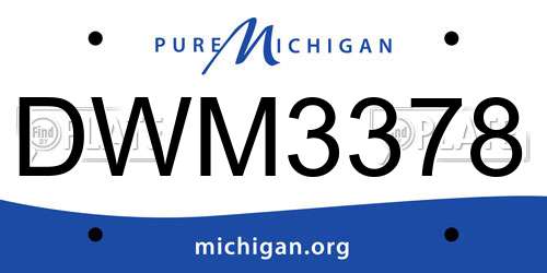 DWM3378 Michigan License Plate