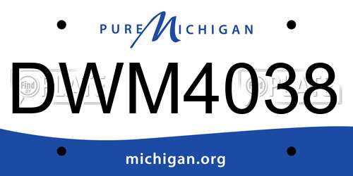 DWM4038 Michigan License Plate