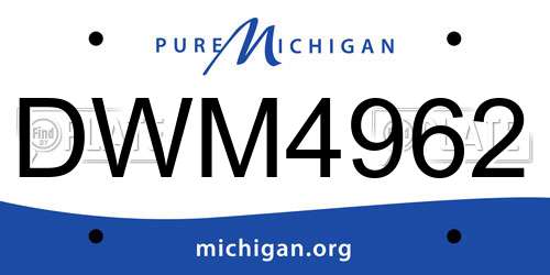 DWM4962 Michigan License Plate