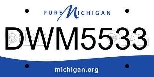 DWM5533 Michigan License Plate
