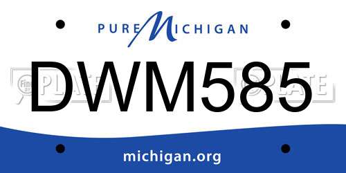 DWM585 Michigan License Plate