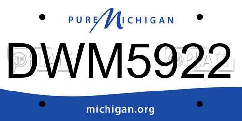 DWM5922 Michigan License Plate