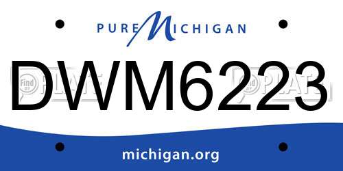 DWM6223 Michigan License Plate