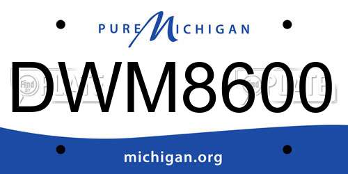 DWM8600 Michigan License Plate