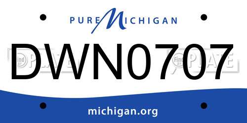 DWN0707 Michigan License Plate