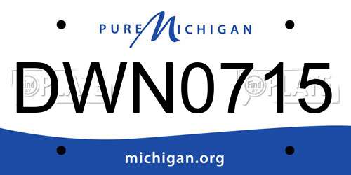 DWN0715 Michigan License Plate