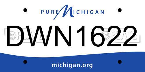 DWN1622 Michigan License Plate