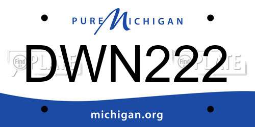 DWN222 Michigan License Plate