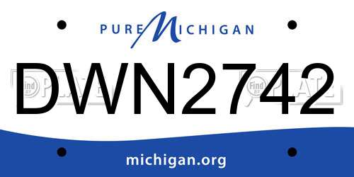 DWN2742 Michigan License Plate