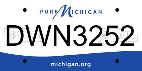 DWN3252 Michigan License Plate
