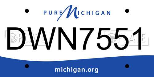 DWN7551 Michigan License Plate