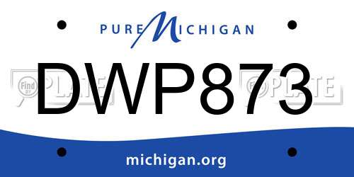 DWP873 Michigan License Plate