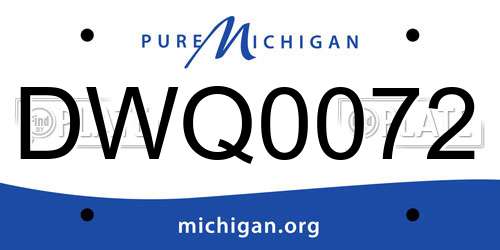 DWQ0072 Michigan License Plate