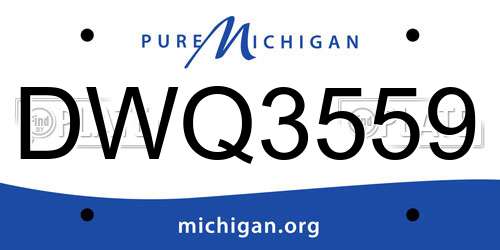 DWQ3559 Michigan License Plate